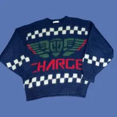 CHARGE ネイビー ニットセーター　古着　ポーカーズ