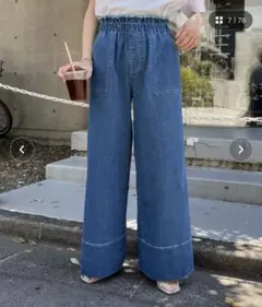 チャオパニックティピー　ウエストフリンジデニムワイドパンツ　M