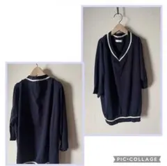 新品未使用・オーバーサイズニット、トップス・ネイビーセーター