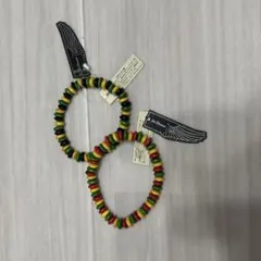 【超大幅最終値下げ】ラスタカラー　レゲエ　エスニックビーズブレスレット2個セット