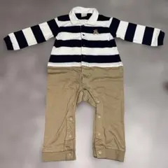 petit main ストライプロンパース 80 ベア　美品