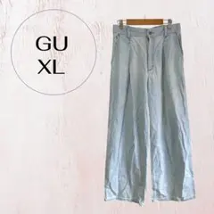 ジーユー ワイドパンツ デニムパンツ ライトブルー XL レディース 春夏