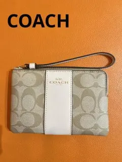 COACH マルチケースポーチ　L字ファスナー　シグネチャー　カードコインケース