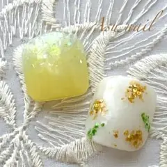 フット用　親指のみ　ミモザネイル　小花柄ネイル　春ネイル