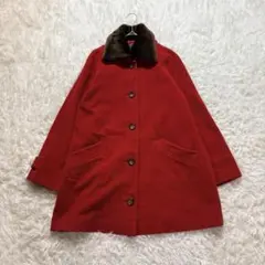 EASTBOY ウールコート 赤 ファー付き 2wayミドル丈 XL相当