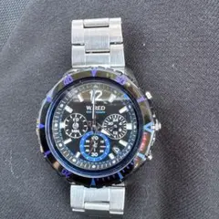 電池交換済み稼動品SEIKOセイコーWIREDクロノグラフブルーブラック