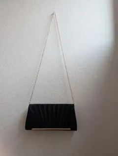 黒 プリーツデザイン パーティーバッグ