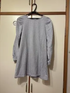 グレー チェック ミニワンピース M