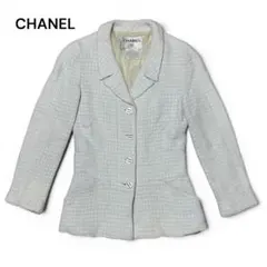 ☆美品☆シャネル ツイードジャケット 総柄 シルク ココマーク