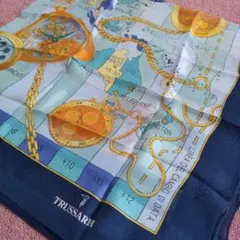 新品！TRUSSARDI トラサルディ 地図と時計デザイン 大判スカーフ
