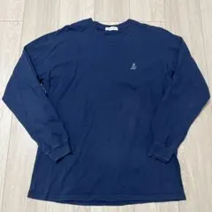 【古着】ネイビー 長袖Tシャツ スケートボードキャラクター刺繍