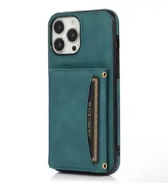 iPhone 12 mini スマホケース 深緑 三つ折り カード入れ メンズ