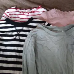 長袖トップス4点セット（ストライプ・ピンク・グリーン）