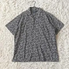 XL レア ラルフローレン clayton 開襟 リネンコットン　花　シャドー L レア ラルフローレン clayton 開襟 リネンコットン 花 シャドー