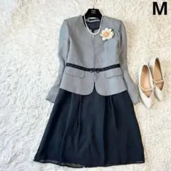 フォーマルセット ノーカラージャケット ワンピース ブラック M