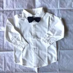 ベビー　キッズ　ホワイト 長袖シャツ 80 ボウタイ　蝶ネクタイ　フォーマル