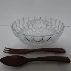 サラダボウル ホヤクリスタル サーバー付 ボウル クリスタルガラス