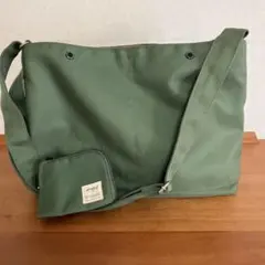 【美品】✨アネロ✨オリーブグリーン ショルダーバッグ キャンバス　ミニポーチ付