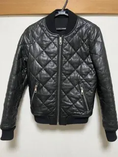 ブラックレザーボンバージャケット　サイズM