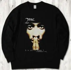 2pac R U Still Down ラップT プリントスウェット 黒 3XL