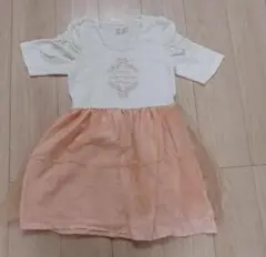 七分袖チュニックドレス・ホワイト・オレンジ