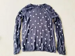 H&Mトップス　セーター　トレーナー　ドット　水玉ダークグレー130〜140cm