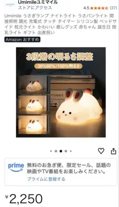 二点セット　ユミマイル　うさぎ　ナイトライト　うさパンライト　umimile