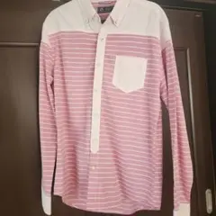 Navy ボタンダウンシャツ Lサイズ ピンクストライプ　シャツ