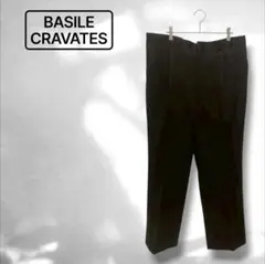 スラックス シンプル オフィスカジュアル ウール100% 黒 ブラック