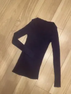 【未使用】ニット リブ編み 長袖トップス ボトルネック オフィスOK