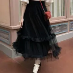 Treat ürself トリートユアセルフチュールスカートロングブラックのサムネイル