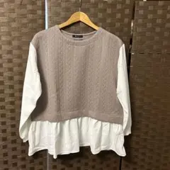 最終　RagOut 長袖　トップス ベージュ/ホワイト　L 新品