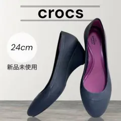 新品未使用 crocs リナ ウェッジ パンプス ブラックプラム ウエッジソールのサムネイル