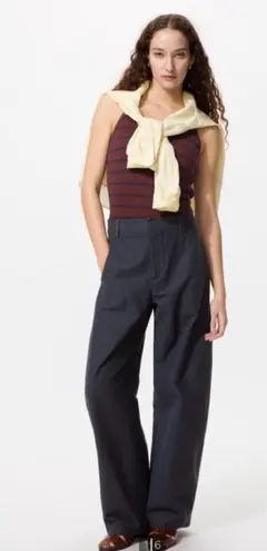 ジャージーバレルレッグパンツ　ネイビー