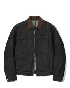 ダークデニム コーデュロイ襟 短丈ジャケット Lサイズ