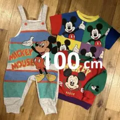 チマジロ ミコリッド しまむら 100ミッキー オーバーオール 3点セットレトロ