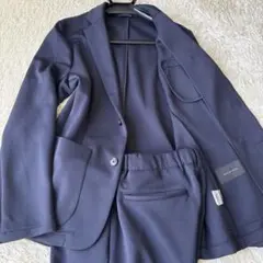 24AW☆ナノユニバース　コンフォータブルストレッチセットアップ　ネイビー L