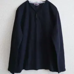 ORIHICA ブラック シルバードット柄長袖カットソー