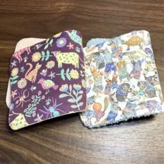 リバティ動物柄➤ハーフハンカチ2枚セット➤ハンドメイドのサムネイル