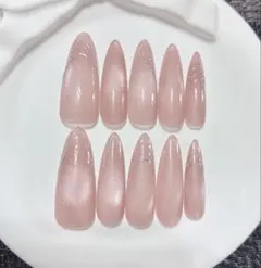 現品マグネットネイルチップ ピンクベージュ 推し活 ワンカラー シンプル