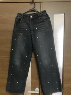 ✳︎GRLパール付きブラックデニムワイド✳︎