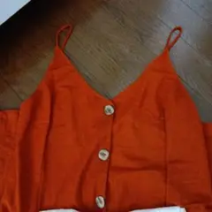 オレンジ ボタン付きキャミワンピース　ZARA