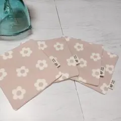 370.コースター　ハンドメイド ピンクデイジー柄