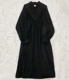 avecmoi 長袖ワンピース　ブラック　黒　綿　コットン　ゆったり