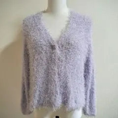 [新品] alicia PAGEBOY カーディガン　シャギー　V ネック　紫