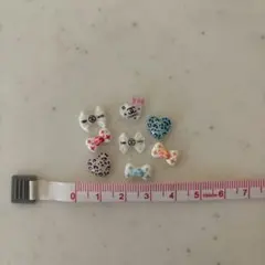 ネイルパーツ リボンとハート 8個セット