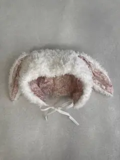 ハンドメイド　うさみみ　ボンネット　ホワイト　リバティミシェル　babyサイズ