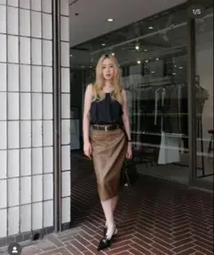 新品タグ付Gajess Giselle Leather Skirt ブラウン38