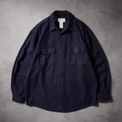 90s Eddie Bauer USA生地 シャモアクロス ネルシャツ ネイビー