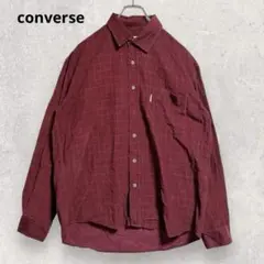 CONVERSE コンバース 長袖 チェックシャツ L ボルドー 秋冬 メンズ